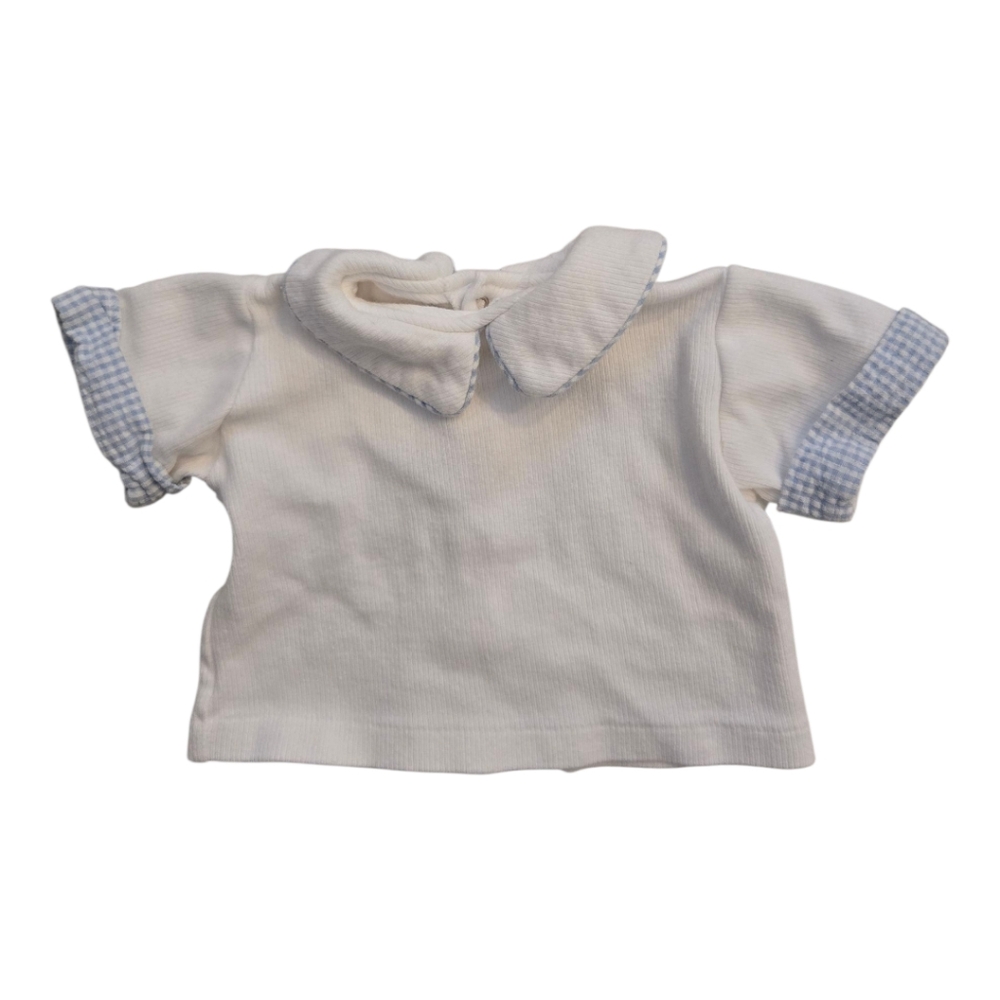 Vintage 1990s Peter Rabbit White Blue Gingham Collared Polo Shirt